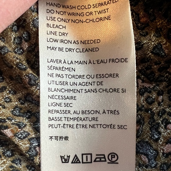 FREE PEOPLE Celia Leopard Top Blouse Lightweight Baggy Mobwife‎ Feminine Tie S - Picture 7 of 8